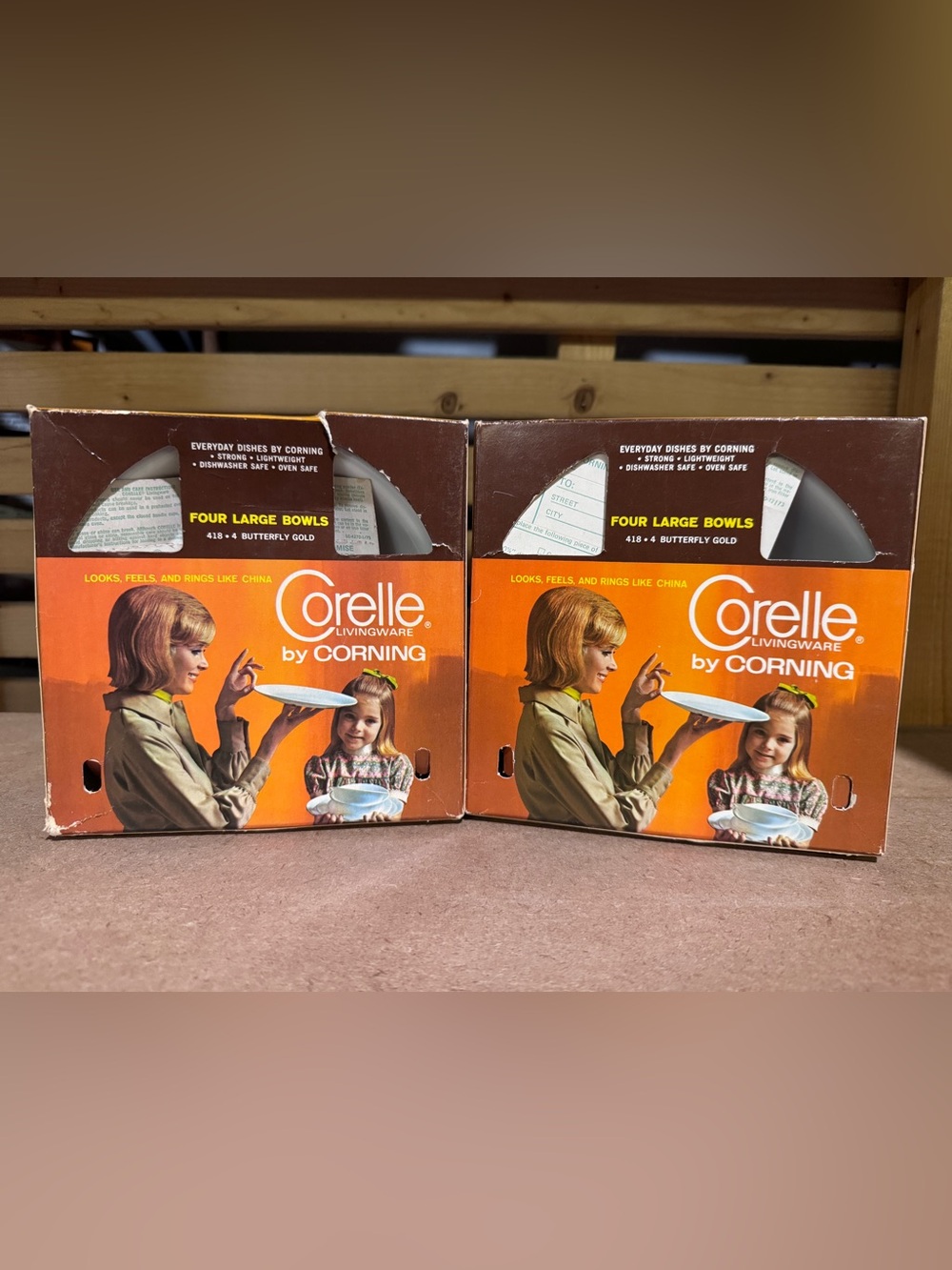 Corelle Livingware by Corning Butterfly Gold Bowls - two sets original package
